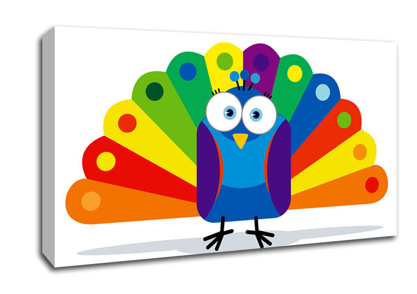 Little Peacock White Canvas Wall Art