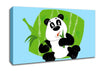 Panda Eating Bamboo Baby Blue Canvas Wall Art