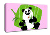 Panda Eating Bamboo Pink Canvas Wall Art