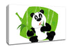 Panda Eating Bamboo White Canvas Wall Art
