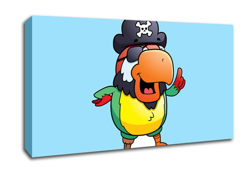 Pirate Parrot Eyepatch Baby Blue Canvas Wall Art