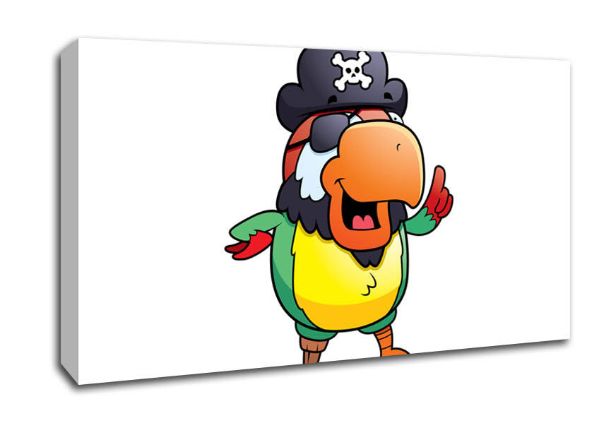 Pirate Parrot Eyepatch White Canvas Wall Art