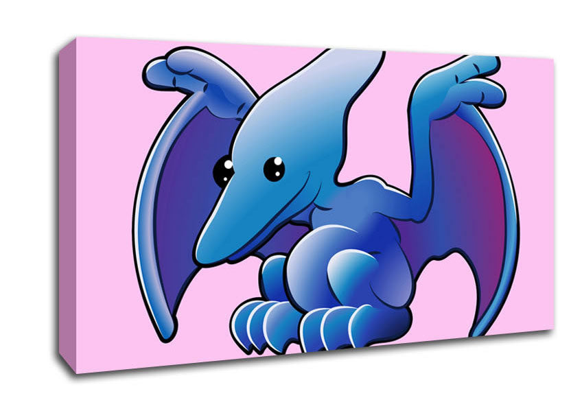 Pterodactyl Dinosaur Pink Canvas Wall Art