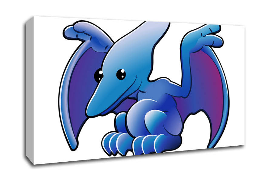 Pterodactyl Dinosaur White Canvas Wall Art
