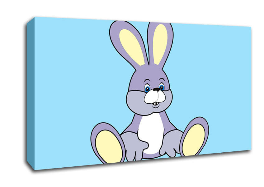 Rabbit Sitting Down Baby Blue Canvas Wall Art