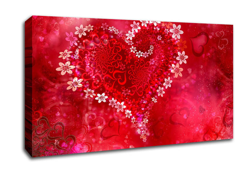 Love Heart Flowers Canvas Wall Art
