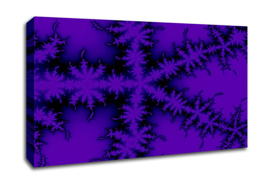 Internal Snow Flake Black On Purple Canvas Wall Art