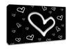 Love Hearts White On Black Canvas Wall Art