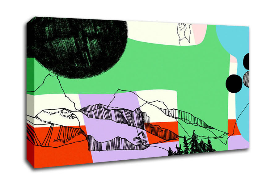 Mountain Range Sun Multi-Coloured Canvas Wall Art
