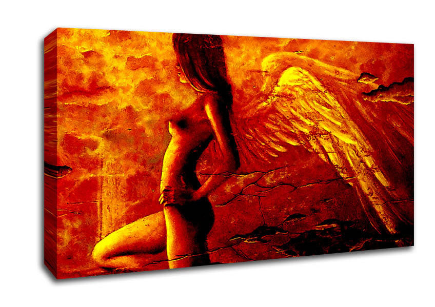 Orange Winged Angel Canvas Wall Art