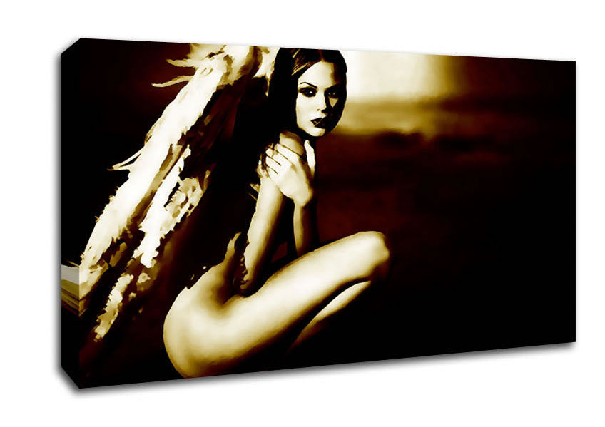 Naked Angel Chocolate Canvas Wall Art