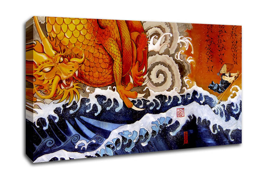 Japanese Samurai Monk Dragon Canvas Wall Art