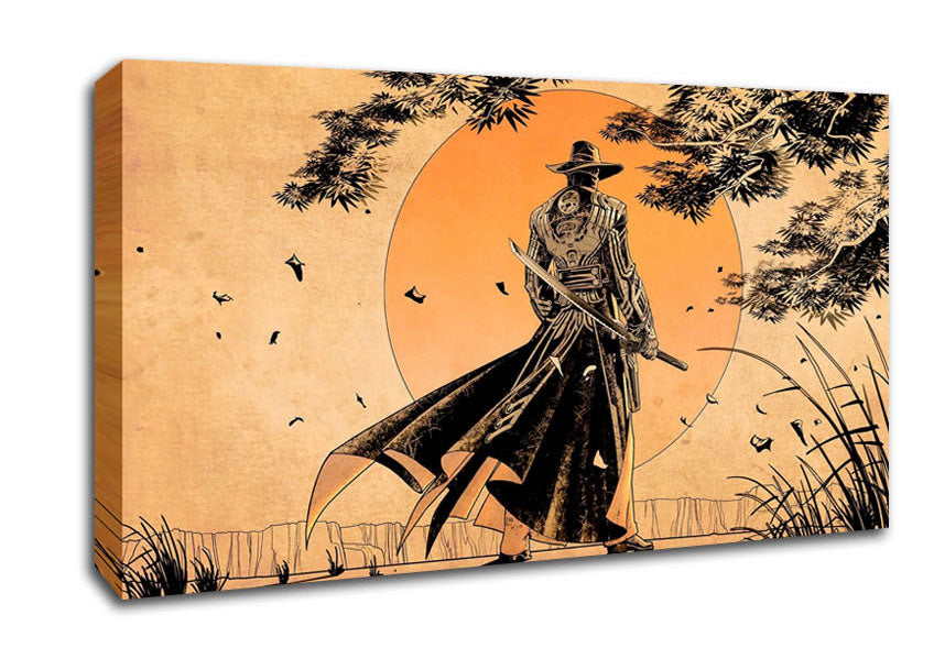 Japanese Samurai Sunset Canvas Wall Art