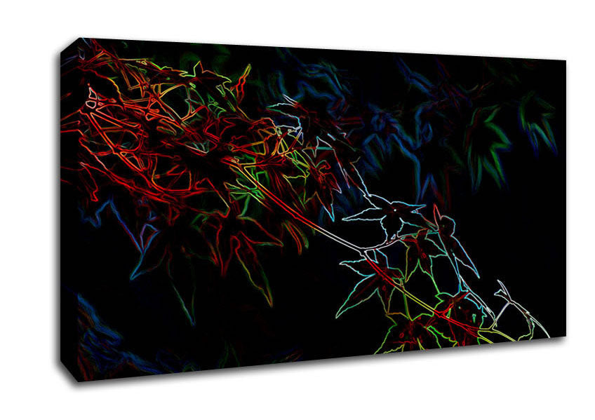 Abstarct Neon Floral 08 Canvas Wall Art