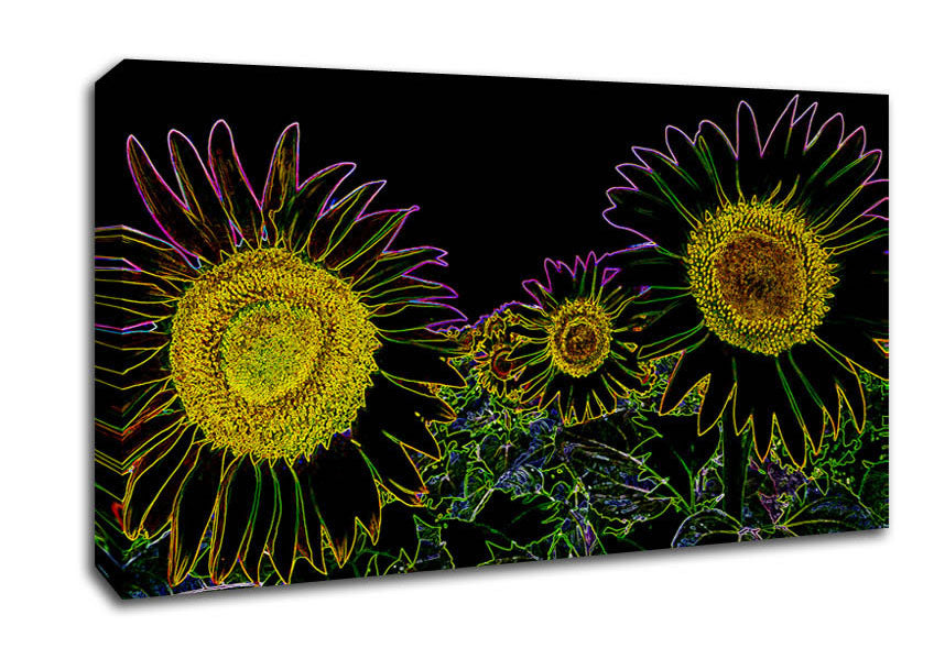 Abstarct Neon Floral 36 Canvas Wall Art