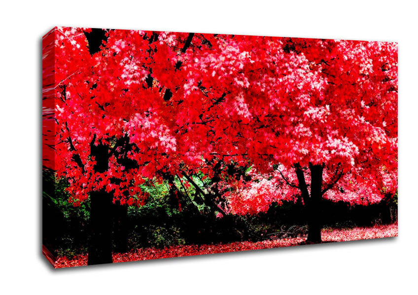 Pink Autumn Leaves Canvas Wall Art
