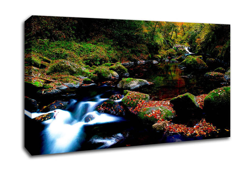 Autumn Forest River Canvas Wall Art