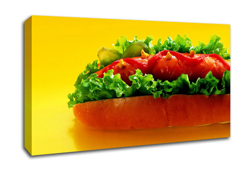 Hot Dog With Everything Canvas Wall Art