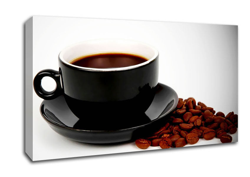 Black Coffee With Beans Canvas Wall Art