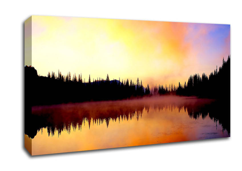 Lake Fog Tree Reflection Canvas Wall Art