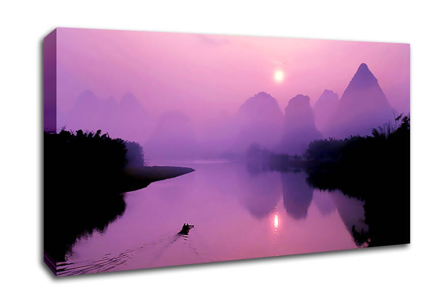Pink Blue Paradise Lake Canvas Wall Art