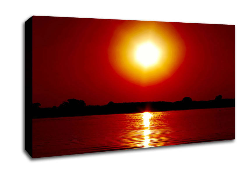 Orange Lake Sun Canvas Wall Art