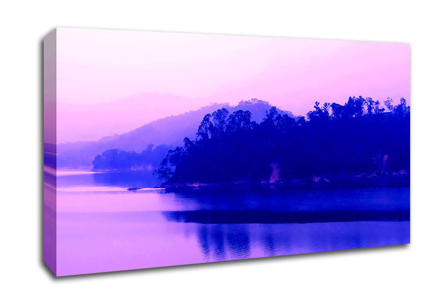Pink Blue Lake Serine Canvas Wall Art