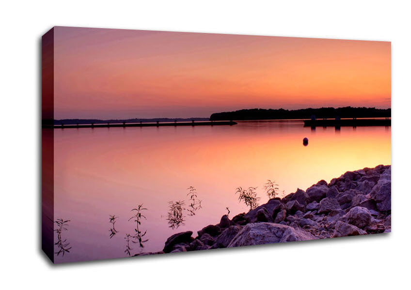 Peach Lake Calm Canvas Wall Art
