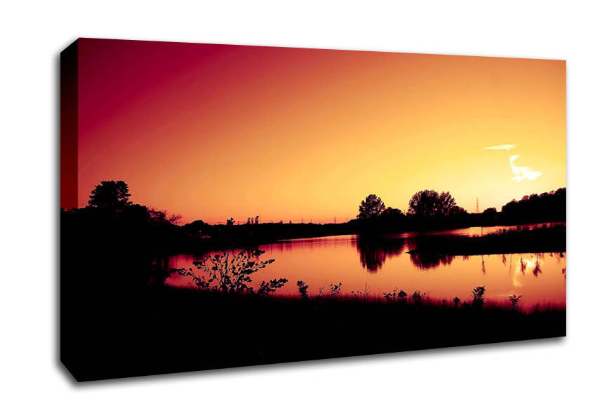 Lake At Sunset Canvas Wall Art