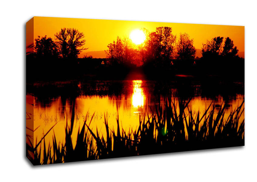 Orange Sunset River Canvas Wall Art