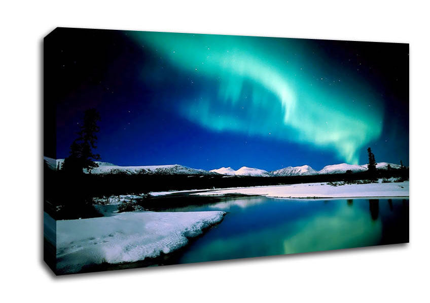 Northern Lights Lake View Canvas Wall Art