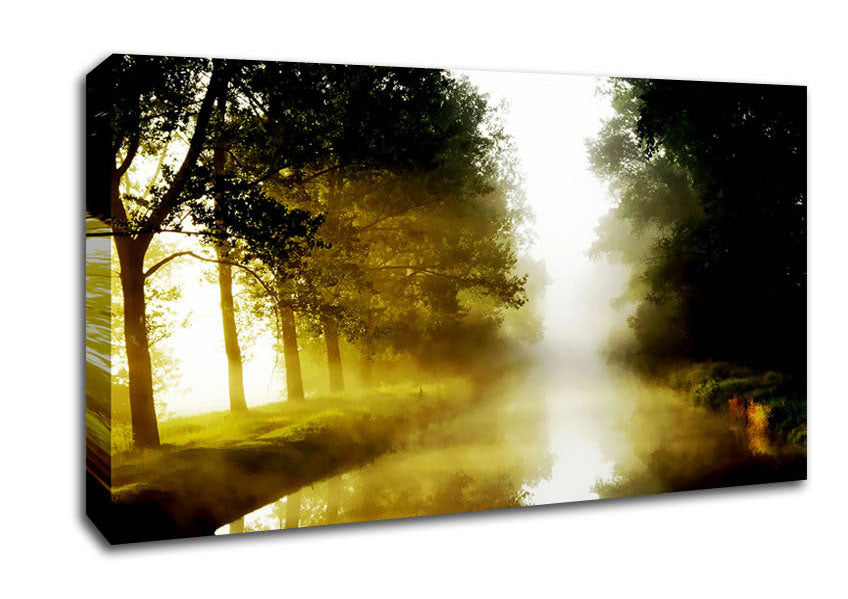Misty Morning Lake Canvas Wall Art