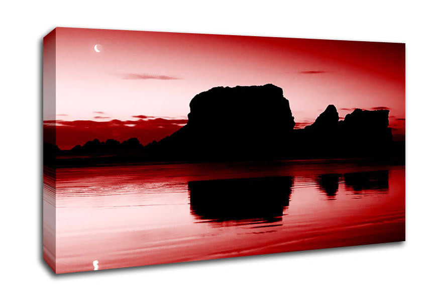 Moon Reflections Red Canvas Wall Art