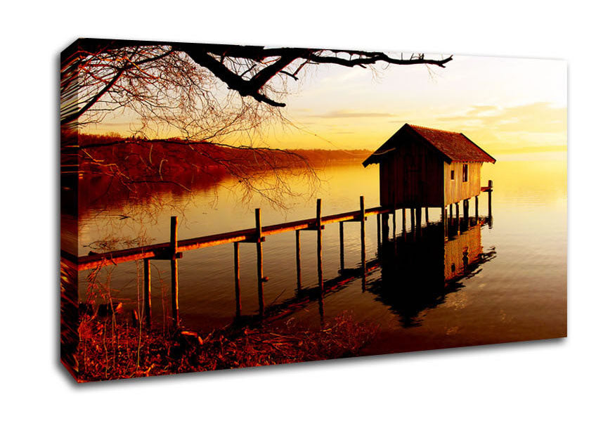 Lake Retreat Golden Canvas Wall Art