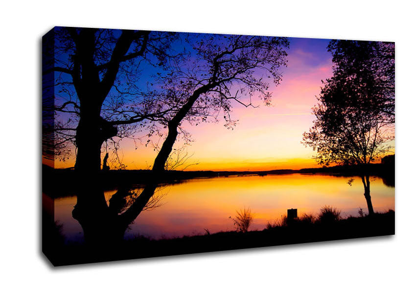 Calm Lake Sunset Canvas Wall Art