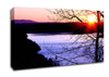 Blazing Red Sun Over The Winter Lake Canvas Wall Art
