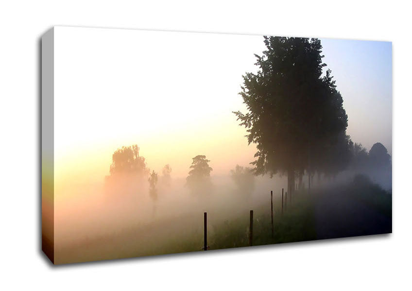 Mist In The English Countryside Canvas Wall Art
