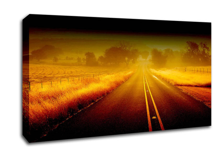 Misty Road Canvas Wall Art