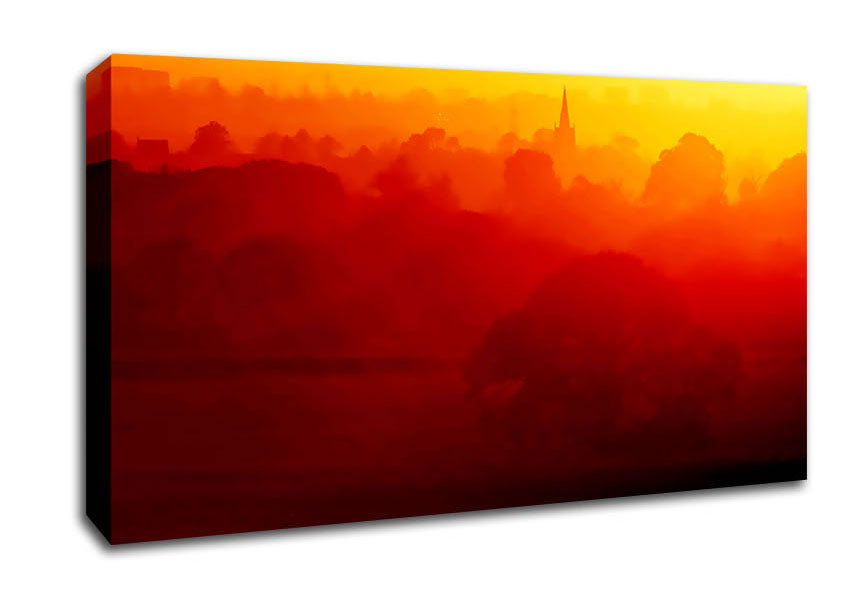 Orange Morning Countryside Canvas Wall Art
