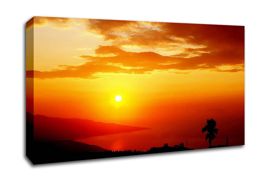Morning Orange Sun Over The Ocean Canvas Wall Art