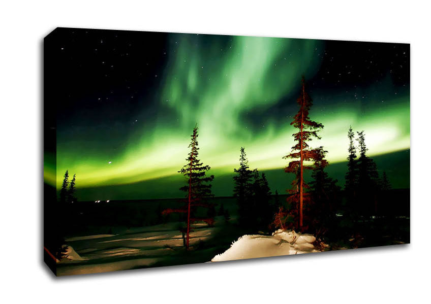 Northern Lights Green Canvas Wall Art