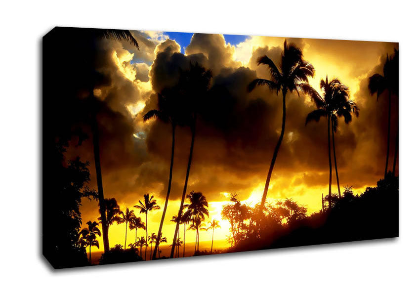 Palmtrees In The Clouds Canvas Wall Art
