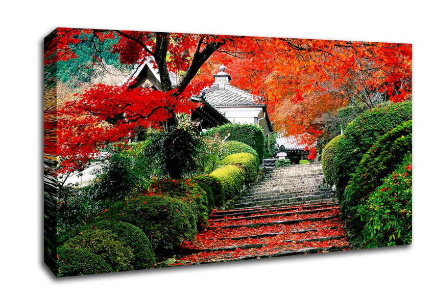 Red Autumn Garden Canvas Wall Art