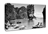 Paradise Island Boats B n W Canvas Wall Art