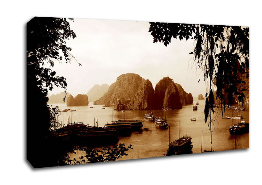 Paradise Beyond Sepia Canvas Wall Art