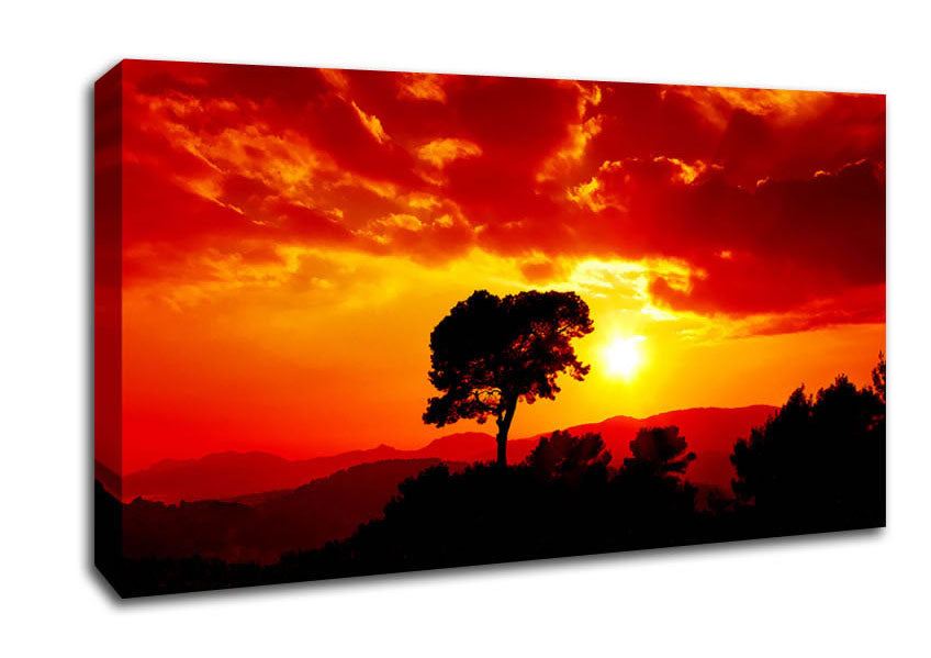 Orange Cloud Sunburst Canvas Wall Art