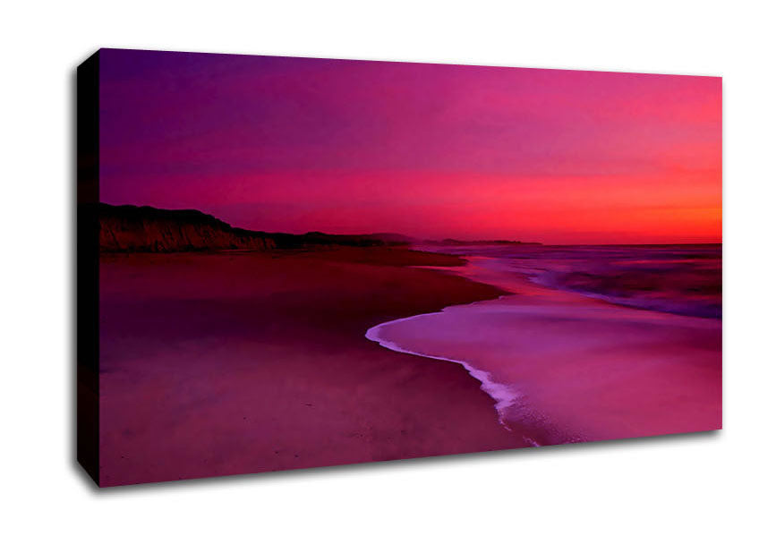 Pink Ocean Shore Canvas Wall Art