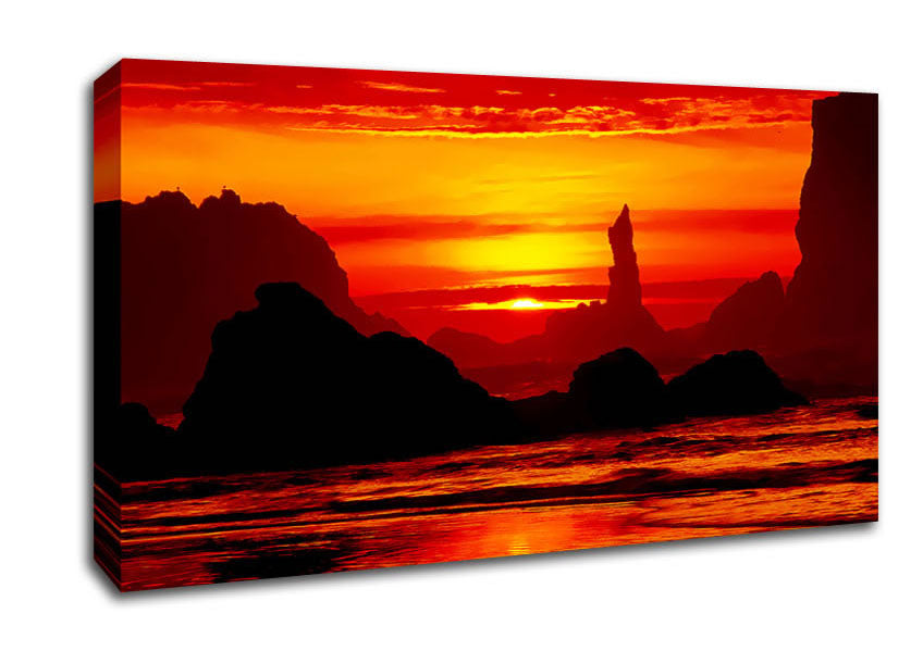 Orange Ocean Monuments Canvas Wall Art