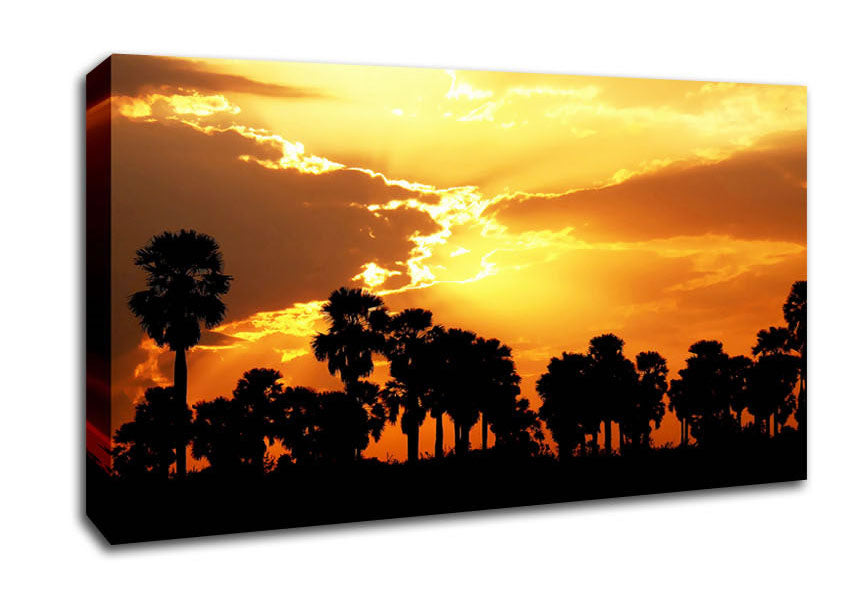 Orange Sun Clouds Canvas Wall Art