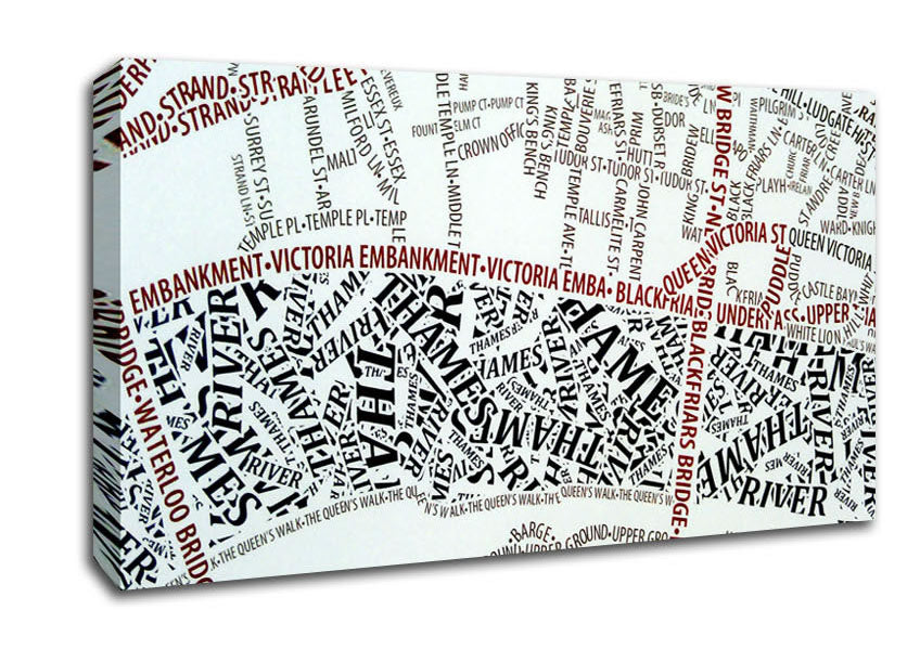 London River Thames Map Canvas Wall Art